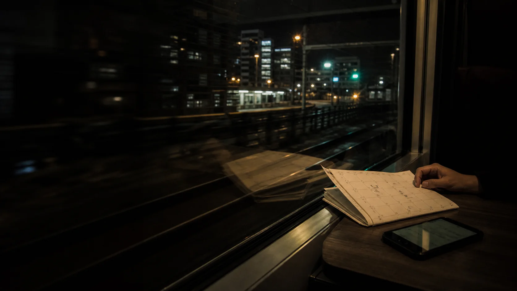 A release plan being reviewed on a night train